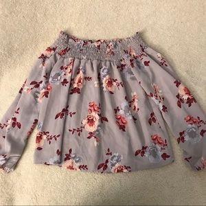 Off the shoulder lilac floral blouse
